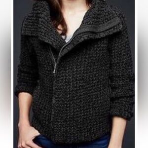 GAP Brown & Black Marl sweater jacket coat zip‎ up heavy weight cotton MED